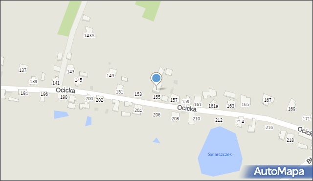 Tarnobrzeg, Ocicka, 155a, mapa Tarnobrzegu