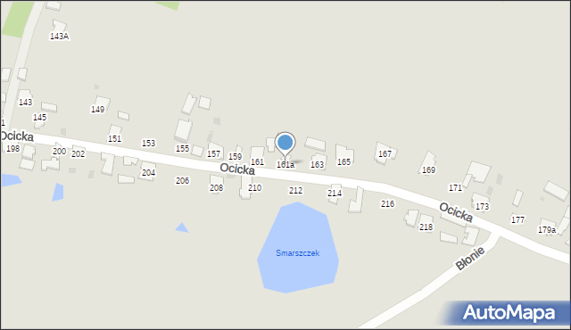 Tarnobrzeg, Ocicka, 161a, mapa Tarnobrzegu