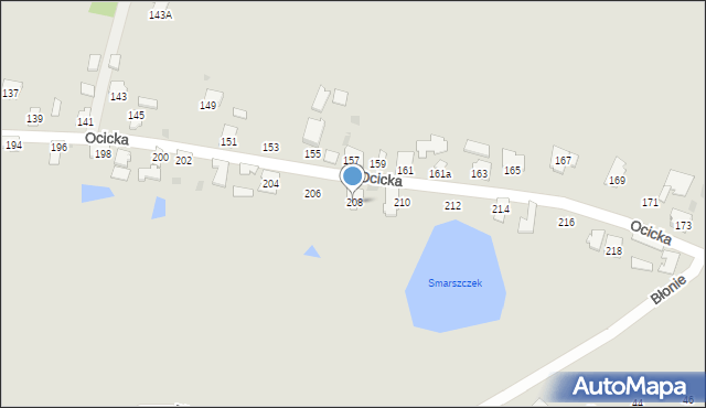 Tarnobrzeg, Ocicka, 208, mapa Tarnobrzegu