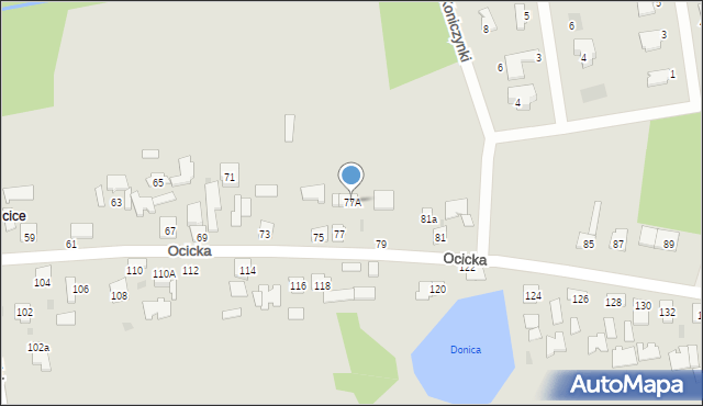 Tarnobrzeg, Ocicka, 77A, mapa Tarnobrzegu