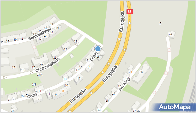 Wałbrzych, Oczki Wojciecha, dr., 18, mapa Wałbrzycha