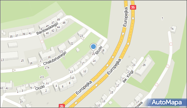 Wałbrzych, Oczki Wojciecha, dr., 21, mapa Wałbrzycha