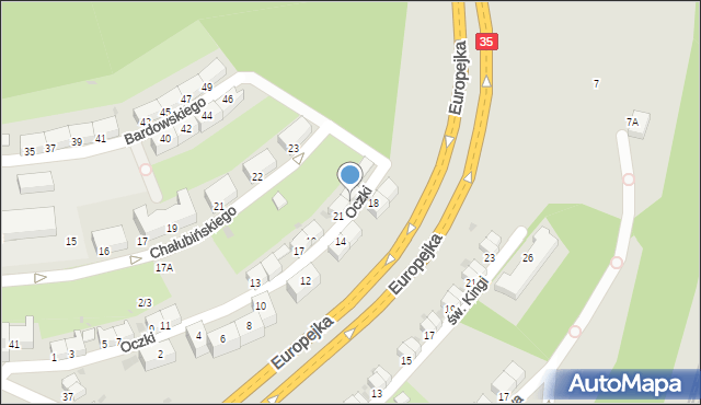 Wałbrzych, Oczki Wojciecha, dr., 23, mapa Wałbrzycha