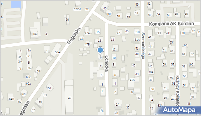 Warszawa, Ochocka, 9, mapa Warszawy