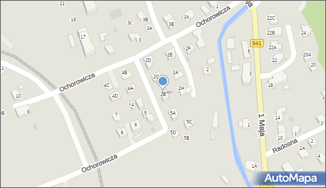Wisła, Ochorowicza Juliana, 2B, mapa Wisła
