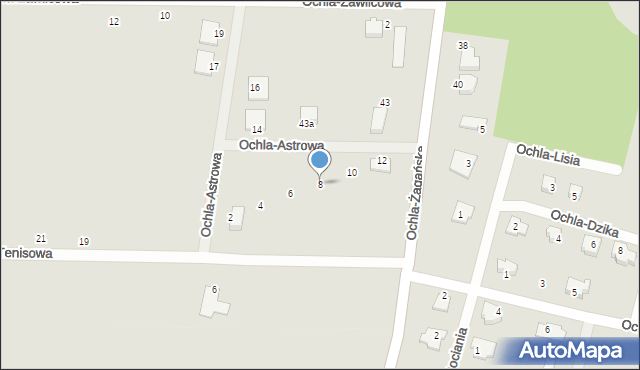 Zielona Góra, Ochla-Astrowa, 8, mapa Zielona Góra