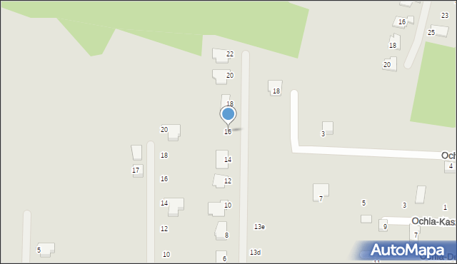 Zielona Góra, Ochla-Brzozowa, 16, mapa Zielona Góra