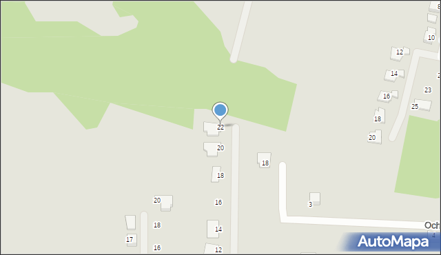 Zielona Góra, Ochla-Brzozowa, 22, mapa Zielona Góra