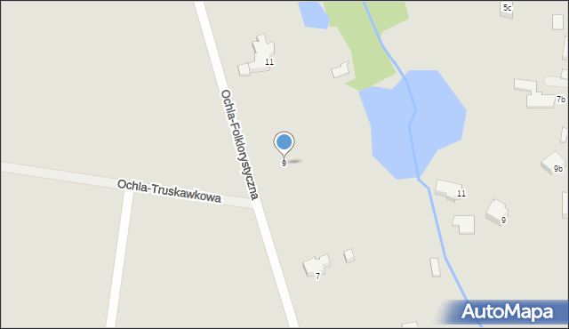 Zielona Góra, Ochla-Folklorystyczna, 9, mapa Zielona Góra