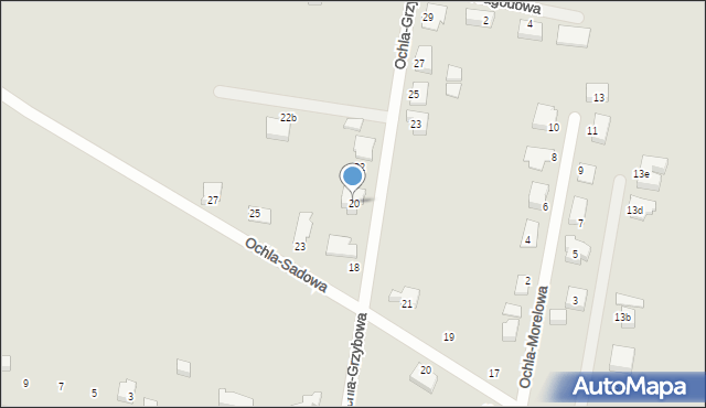 Zielona Góra, Ochla-Grzybowa, 20, mapa Zielona Góra