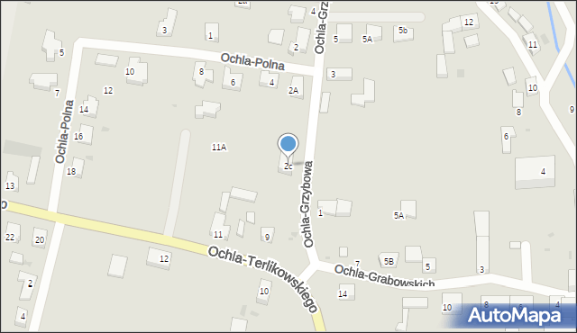 Zielona Góra, Ochla-Grzybowa, 2c, mapa Zielona Góra
