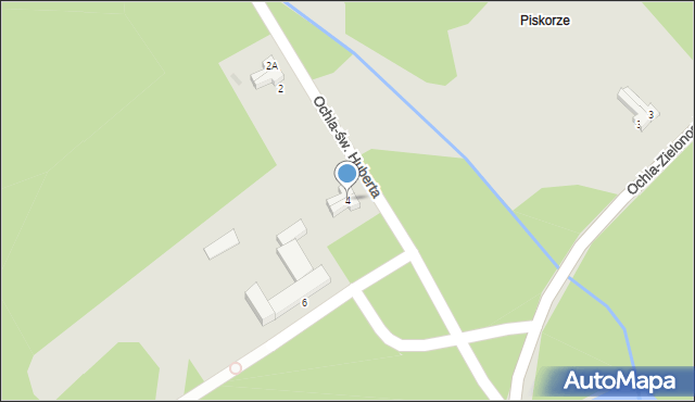 Zielona Góra, Ochla-Huberta, św., 4, mapa Zielona Góra