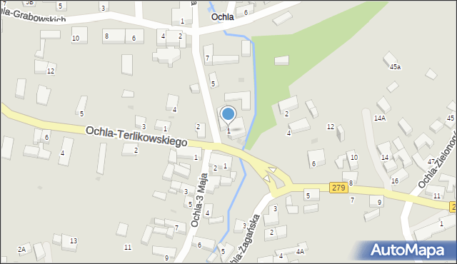 Zielona Góra, Ochla-Jadwigi Śląskiej, św., 1, mapa Zielona Góra