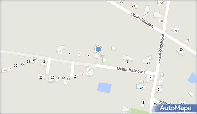 Zielona Góra, Ochla-Kalinowa, 3, mapa Zielona Góra