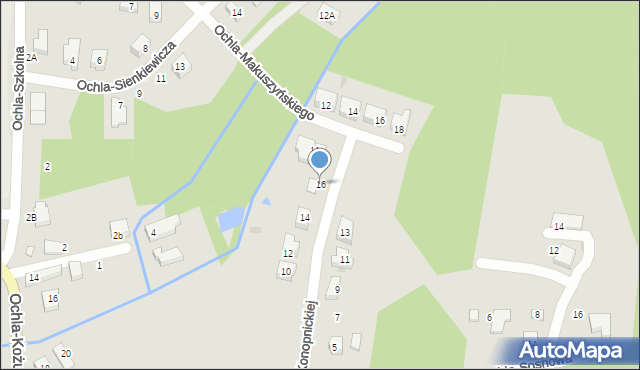 Zielona Góra, Ochla-Konopnickiej Marii, 16, mapa Zielona Góra