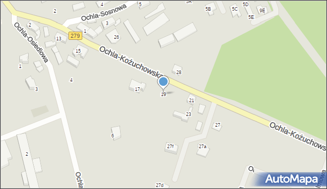 Zielona Góra, Ochla-Kożuchowska, 19, mapa Zielona Góra