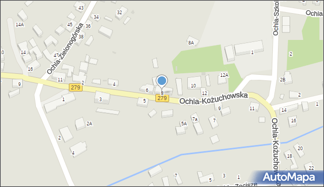 Zielona Góra, Ochla-Kożuchowska, 8, mapa Zielona Góra