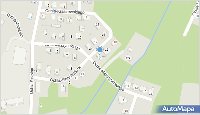 Zielona Góra, Ochla-Kraszewskiego Józefa Ignacego, 14, mapa Zielona Góra