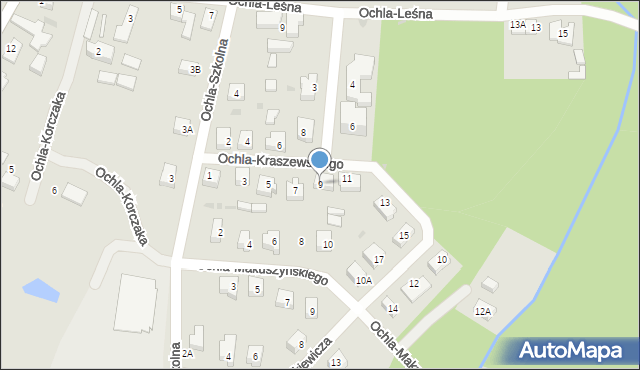 Zielona Góra, Ochla-Kraszewskiego Józefa Ignacego, 9, mapa Zielona Góra