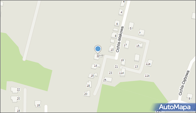 Zielona Góra, Ochla-Makowa, 12, mapa Zielona Góra