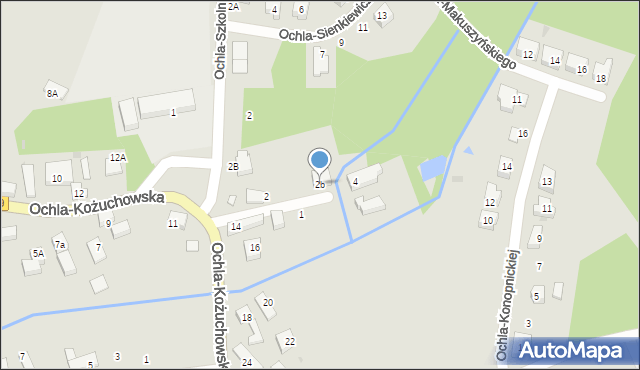 Zielona Góra, Ochla-Młyńska, 2b, mapa Zielona Góra