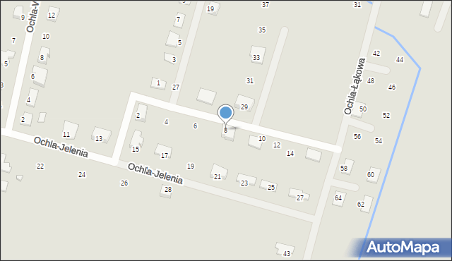 Zielona Góra, Ochla-Niedźwiedzia, 8, mapa Zielona Góra