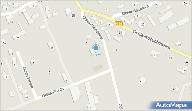 Zielona Góra, Ochla-Osiedlowa, 3, mapa Zielona Góra