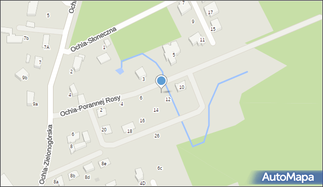Zielona Góra, Ochla-Porannej Rosy, 8, mapa Zielona Góra