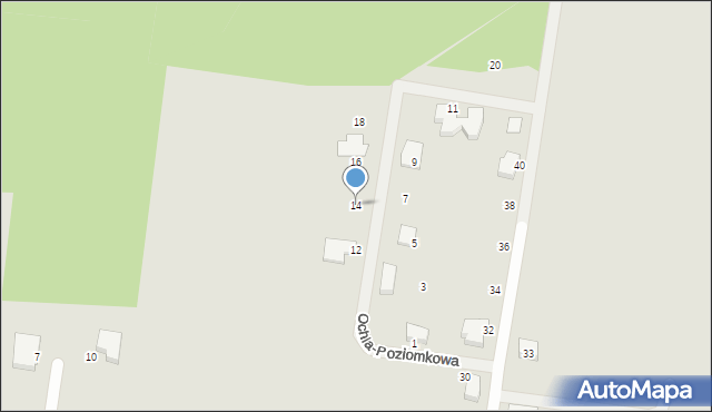 Zielona Góra, Ochla-Poziomkowa, 14, mapa Zielona Góra