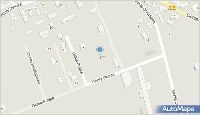 Zielona Góra, Ochla-Prosta, 5, mapa Zielona Góra