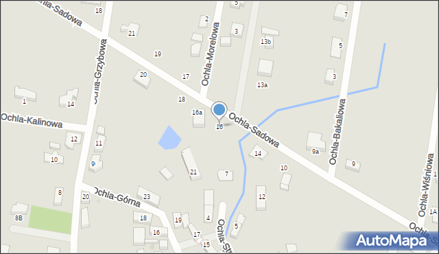 Zielona Góra, Ochla-Sadowa, 16, mapa Zielona Góra