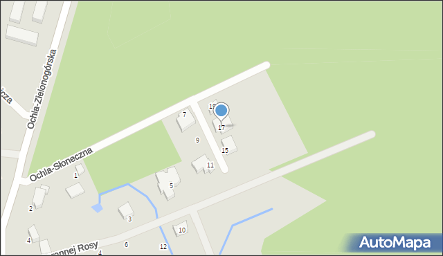 Zielona Góra, Ochla-Słoneczna, 17, mapa Zielona Góra
