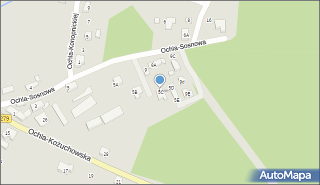 Zielona Góra, Ochla-Sosnowa, 5C, mapa Zielona Góra