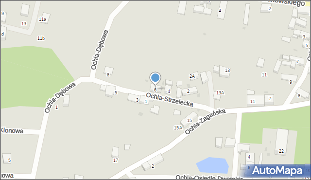Zielona Góra, Ochla-Strzelecka, 6, mapa Zielona Góra