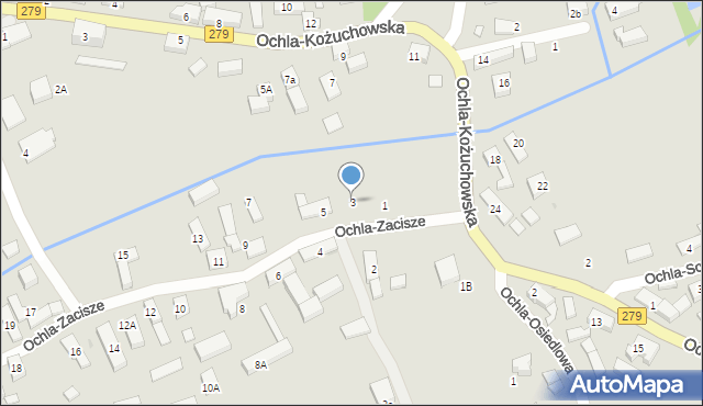 Zielona Góra, Ochla-Zacisze, 3, mapa Zielona Góra