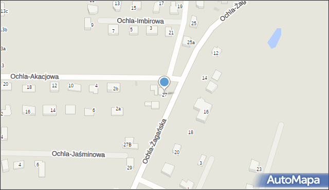 Zielona Góra, Ochla-Żagańska, 27, mapa Zielona Góra