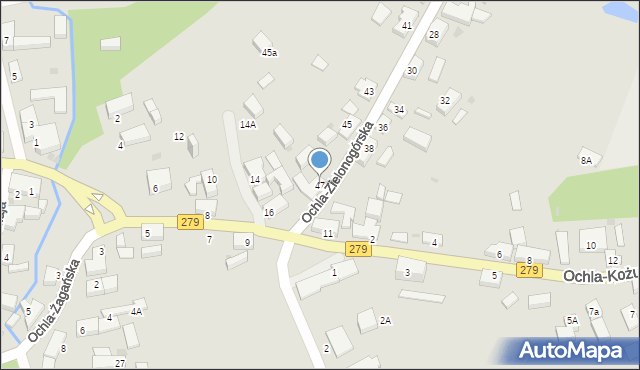 Zielona Góra, Ochla-Zielonogórska, 47, mapa Zielona Góra