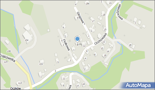 Żywiec, Oczkowska, 9, mapa Żywiec