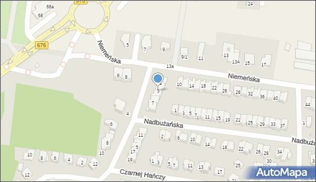 Białystok, Odrzańska, 3, mapa Białegostoku