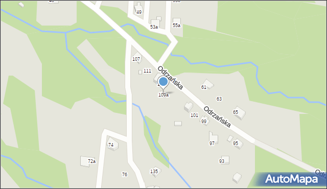 Bielsko-Biała, Odrzańska, 109a, mapa Bielsko-Białej
