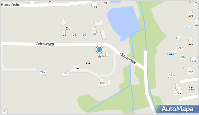 Bielsko-Biała, Odrowąża Jacka, 100, mapa Bielsko-Białej