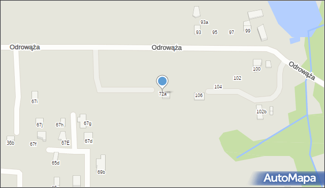 Bielsko-Biała, Odrowąża Jacka, 72a, mapa Bielsko-Białej