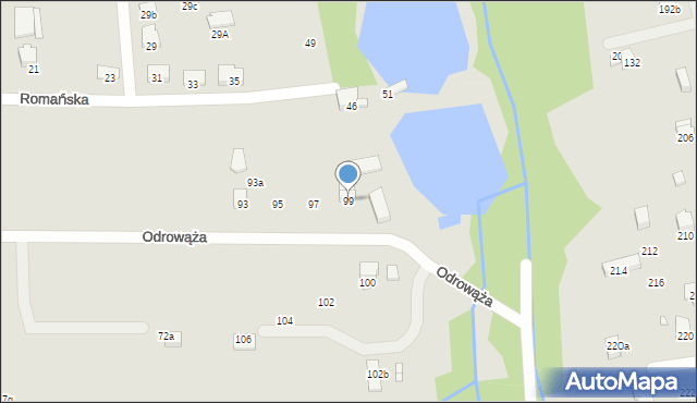Bielsko-Biała, Odrowąża Jacka, 99, mapa Bielsko-Białej