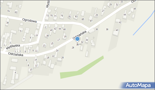 Bieńkowice, Odrzańska, 30, mapa Bieńkowice