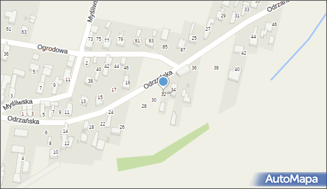Bieńkowice, Odrzańska, 32, mapa Bieńkowice