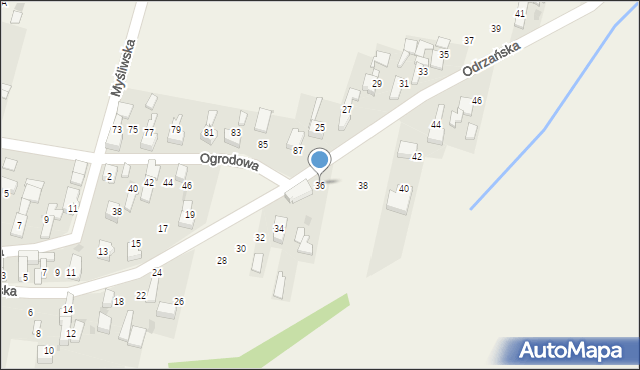 Bieńkowice, Odrzańska, 36, mapa Bieńkowice