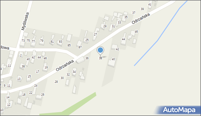 Bieńkowice, Odrzańska, 38, mapa Bieńkowice