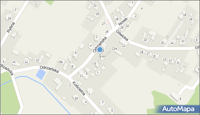 Brzeźce, Odrzańska, 3, mapa Brzeźce