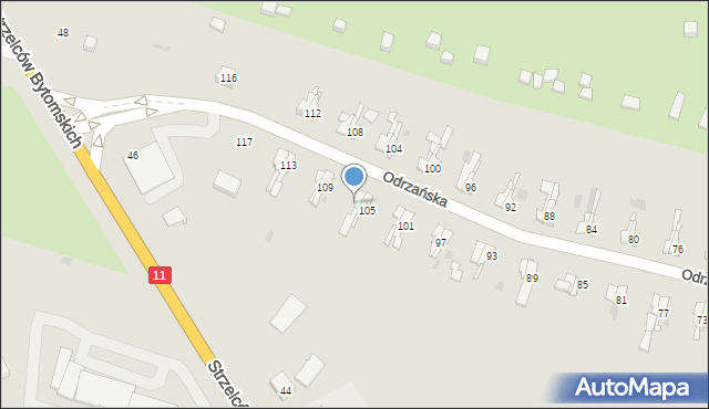 Bytom, Odrzańska, 107, mapa Bytomia