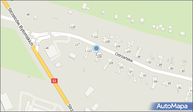 Bytom, Odrzańska, 111, mapa Bytomia